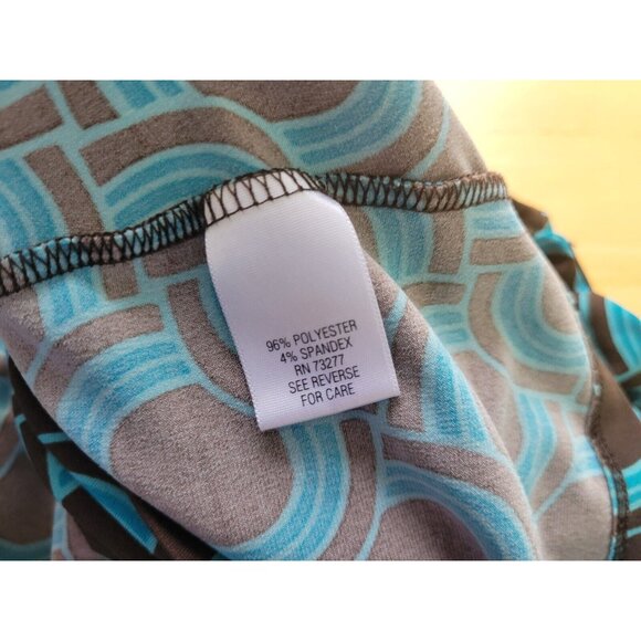 Apt 9 Womens Top Extra Large Blue Geometric Office Casual Sash Buckle GEO107XE - Picture 10 of 10